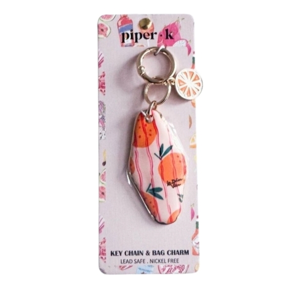 🍊🔹️Piper K🔹️ Viral Oranges Fruit Print Keychain Bag Charm - Picture 2 of 4